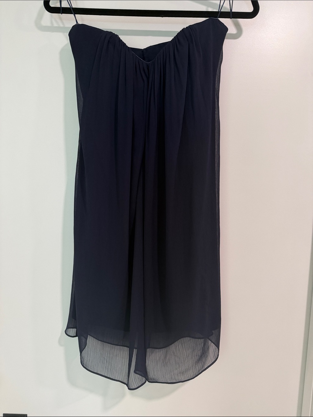 Strapless Navy Blue Chiffon Dress